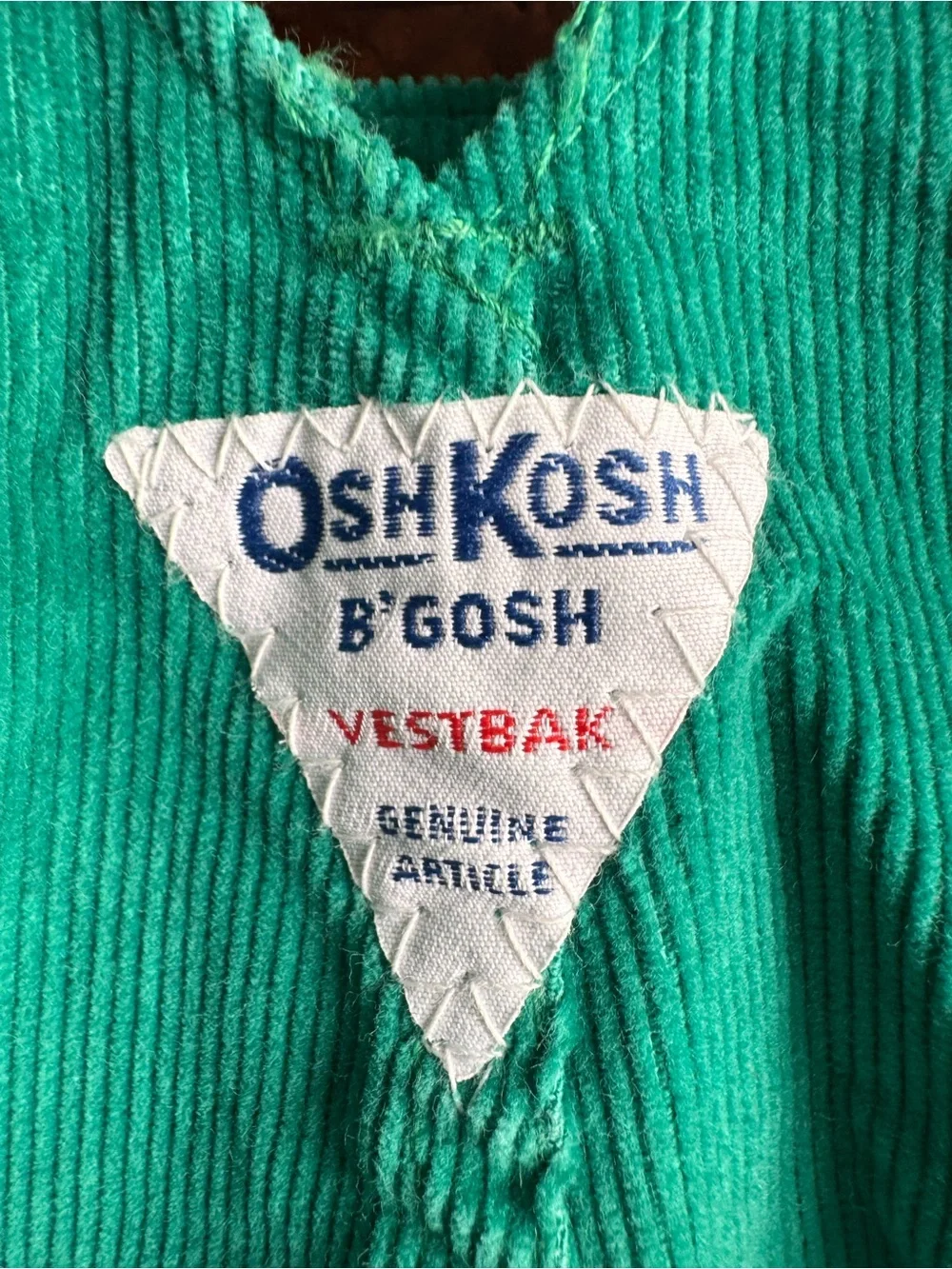 Vintage OshKosh B'gosh green corduroy overalls Made in USA 24 months